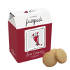 Red and white box of 'Rene' cookies with two cookies on a white background