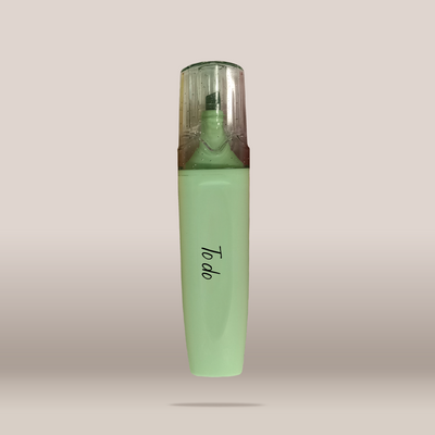 A mint green to-do list tracker bottle with a clear cap, floating against a neutral beige gradient background.